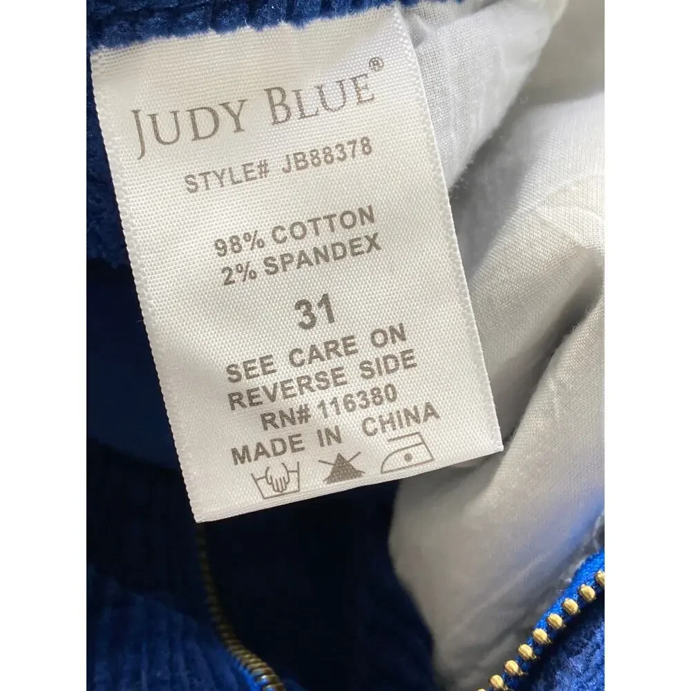 Judy Blue High Waist Corduroy Ankle Pants Slim Fit Sz 31 Academia Classic Preppy